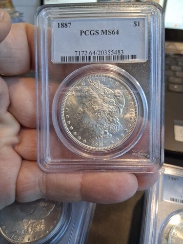 1887 MORGAN SILVER DOLLAR S$1 PCGS MS 64 Certified Coin