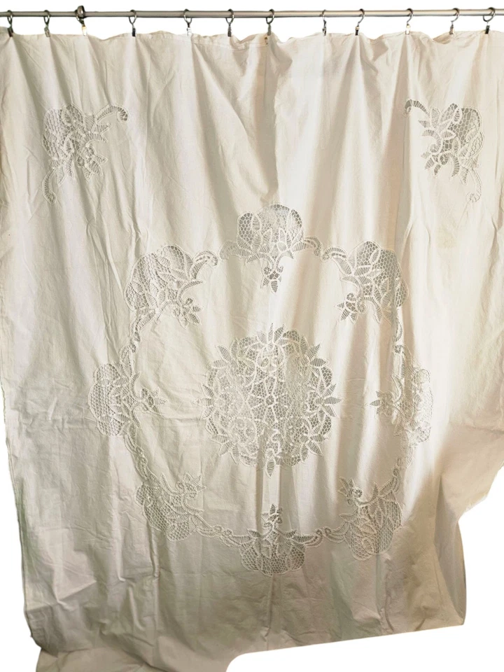 Vintage Battenburg Lace Full Size Duvet Cover Circa 1960s From Germany Button - Image 2 of 4