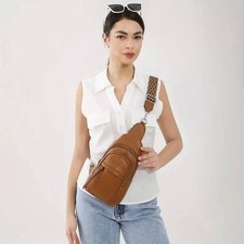 CROSSBODY SLING WOMEN'S FASHION BROWN BAG PRINTED DESIGN STRAP