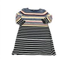 Talbots Shift Dress Striped 3/4 Sleeve Nautical Stretch Knit Relaxed Fit PM