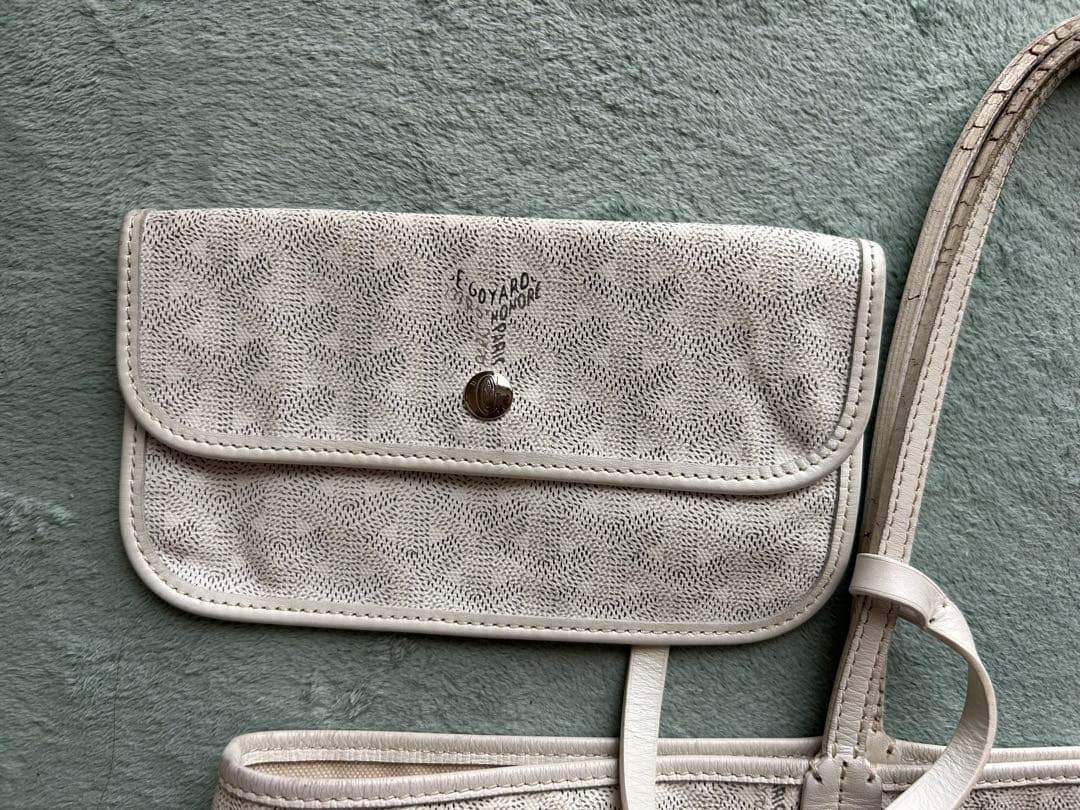 Goyard Saint Louis PM Tote Handbag White PVC Leather Shopper