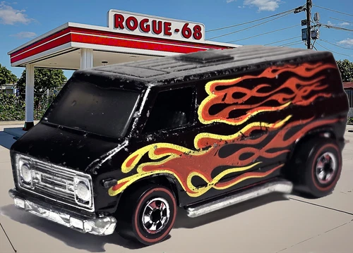 Original Hot Wheels Redlines Super Van, Black, 1975 Flying Colors, Hong Kong