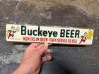 c1930's Buckeye Beer Embossed Tin Tacker Original Metal Sign Toledo Ohio Vintage