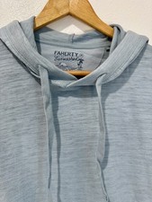 Faherty Mens Sunwashed Slub Hoodie Alaskan Blue Size M Outdoors Coastal Preppy