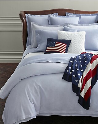 Ralph Lauren Home OXFORD King FLAT SHEET RL Solid Blue PREMIUM