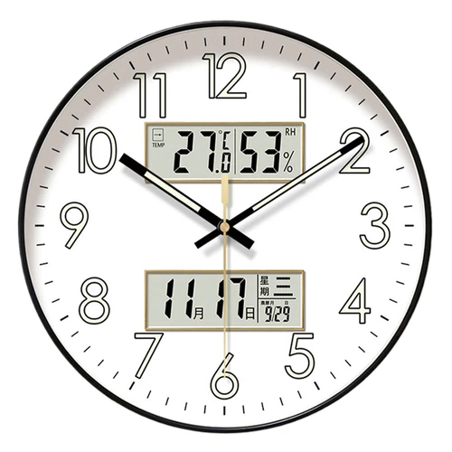 10/12/14In Modern Battery Wall Clock Luminous Glow Night Lights Quartz Silent
