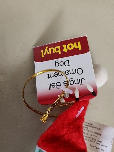 Jingle Bell Navidad Perro Adorno Cabeza de Peluche con Sombrero 3,5" de Alto - Imagen 2 de 7