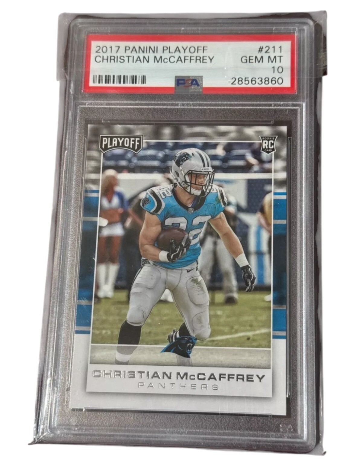 2017 Christian McCaffrey Panini Playoff Rookie Football Card PSA GEM MT 10 # 124