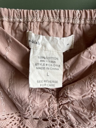 e-klah Kleid Dusty Pink Cottage Boho bestickt Baumwolle komplett gefüttert Neu ohne Etikett Gr. L - Bild 9 von 11