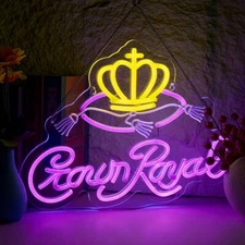 Crown Royal Neon Sign Royal Beer Lights Signs Whiskey LED Sign for Bar Man Cave