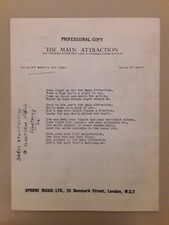 Pat Boone  - The Main Attraction  - Sheet Music