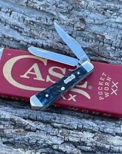 CASE XX *m 2025 POCKET WORN MEDITERREAN BLUE TINY TRAPPER KNIFE KNIVES