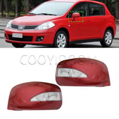 Pair rearview mirror housing turn signal lights red For Nissan Tiida 2005-2010