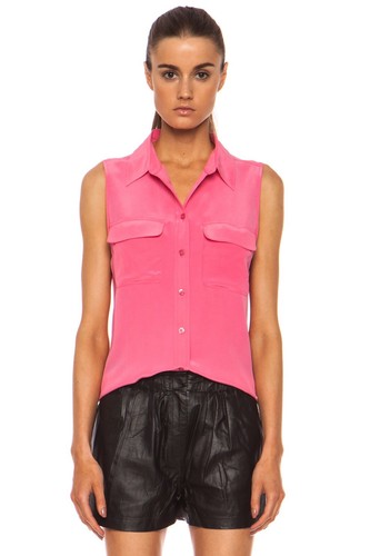 EQUIPMENT Collared Sleeveless Hot Pink 
