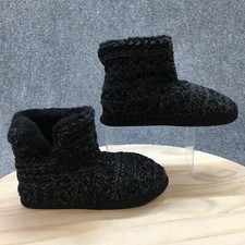 Dluxe By Dearfoams Bootie Slipper Womens 9-10 Ankle Flats Comfort Black Gray