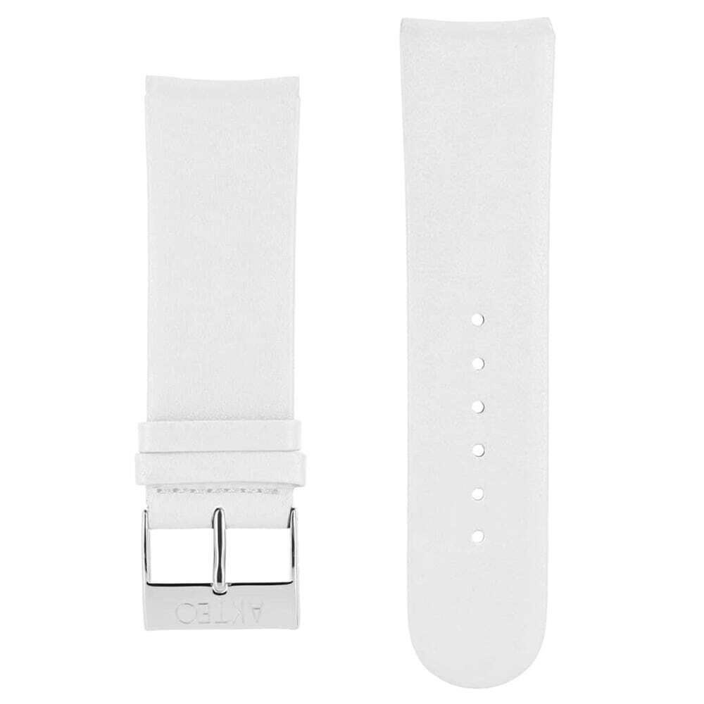 Bracelet montre plat Akteo 25mm cuir blanc premium