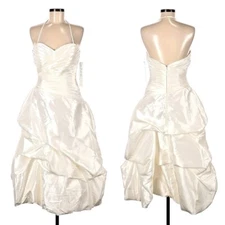 NWT Bill Levkoff Wedding Dress Halter Puff Hem Gown Ruching Bridal Size 8