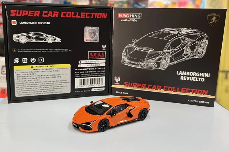 HH HUNG HING Toys 1/64 LAMBORGHINI REVUELTO SUPER CAR ORANGE +