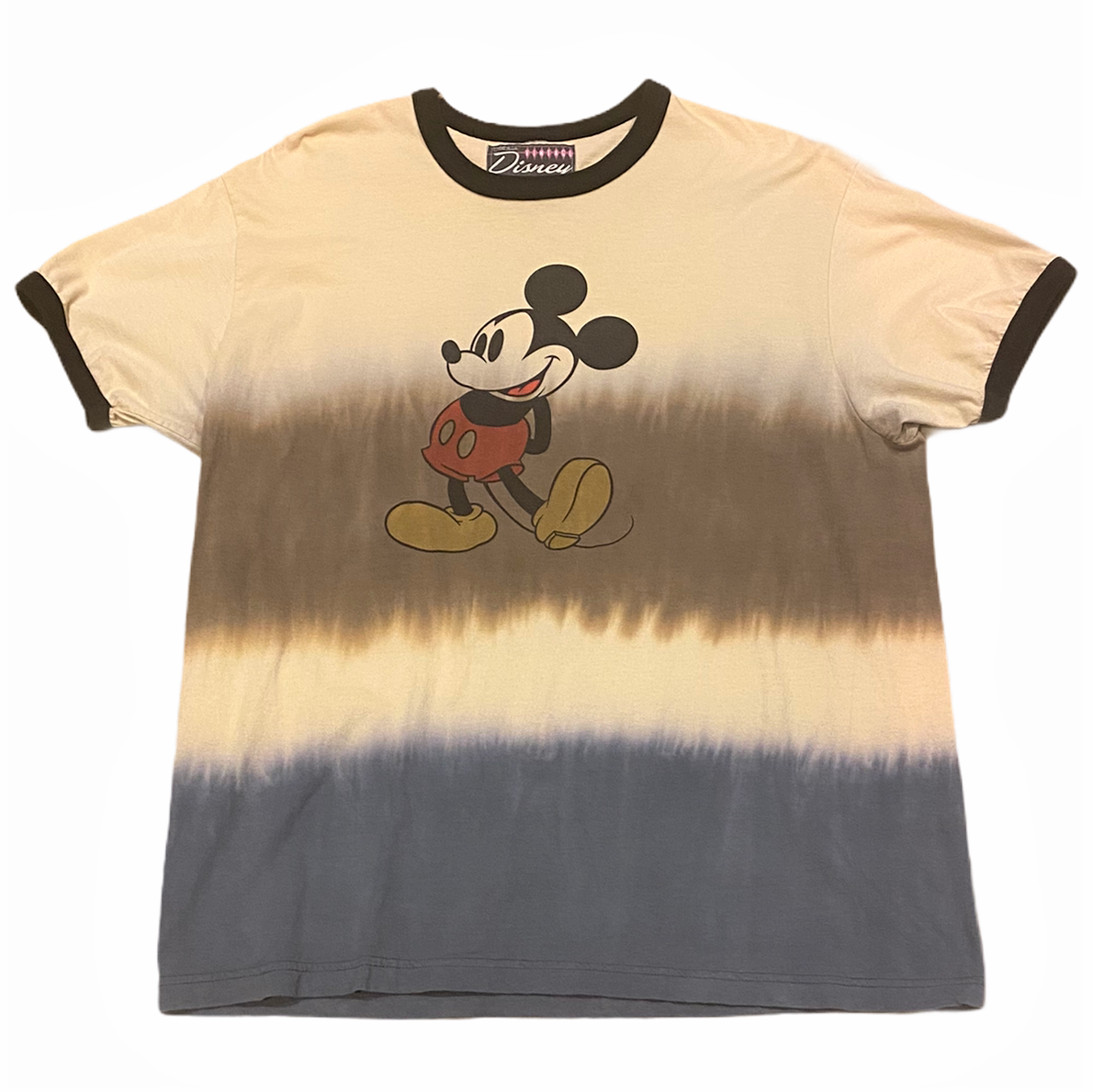 Unisex Disney Mickey Ombre Shirt size L Tan Blue Vintage By Jackie 