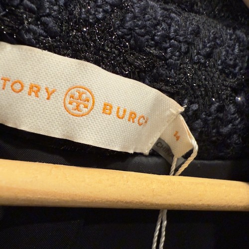Chaqueta Tory Burch Aria Negra Metálica Cuadros Tweed Talla 14 Nueva con Etiquetas - Imagen 6 de 11