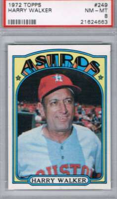 1972 Topps #249 Harry Walker Astros MG PSA 8 NM MT