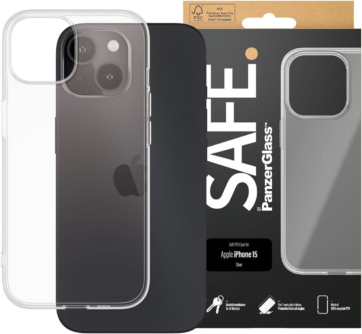 Panzer Glass TPU Case for iPhone 15 6.1"" Clear - SAFE95538