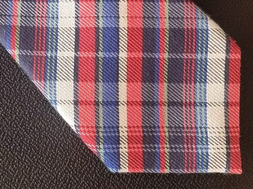 CHARLES TYRWHITT BLENDED SILK TIE RED WHITE BLUE & GREEN CHECK A FASHION CLASSIC - Picture 6 of 7