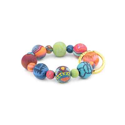 NEW JILZARAH Handmade Clay Beads SEDONA SKY MULTI COLOR  18mm Wrist Keychain