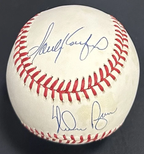Sandy Koufax Nolan Ryan Bob Feller Signed NL Baseball No Hitter Auto PSA LOA HOF