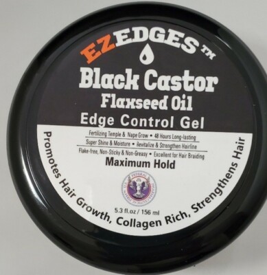 EZ EDGES Edge Control Gel Black Castor Flaxseed Oil (5.3fl.oz)  MAXIMUM HOLD