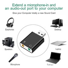 USB Sound Card for PC USB 3.5mm Audio Stereo Adapter Plug Play USB Card Equipmen