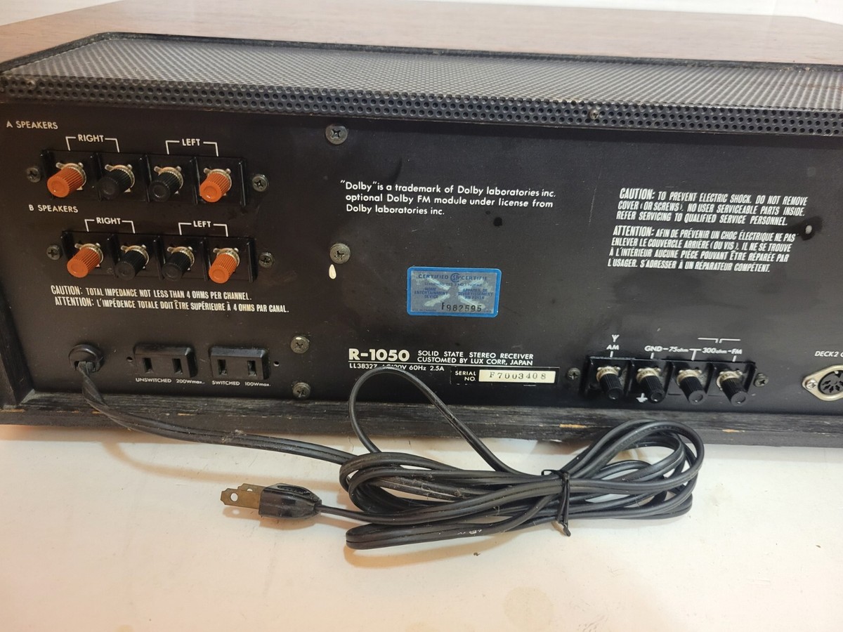 近江八幡市より、アンプ、ラックスマン、Luxman R-1050 AM/FM Stereo Receiver (1977-80)、動作未確認、アンプ Luxman R-1050 Solid State AM/FM Stereo Receiver – 55 WPC – Tested