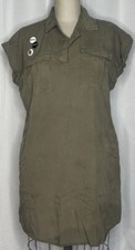 THREAD + SUPPLY WOMEN’S SLEEVELESS MILITARY STYLE SHIRT DRESS FATIGUE GREEN S
