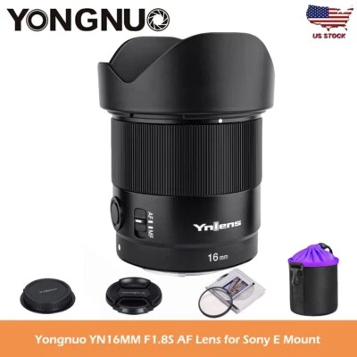 US YONGNUO YN16mm F1.8S DA DSM Auto Focus Wide Angle Prime Lens for Sony E-mount