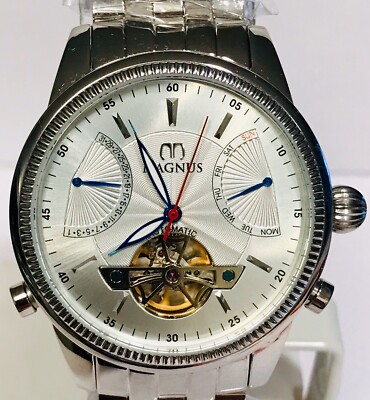 44mm Auto 33J RETROGRADE Day & Date | Open Heart |Slvrtn Bracelet | MAGNUS Watch