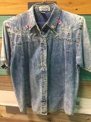sequin denim shirt