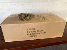 EG Coil Roofing Nails  7200pcs per box (15 degree 1-1/4" x 0.12" Ring Shank)