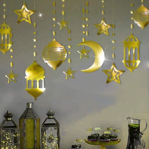 Cheerland Star Moon Lantern Ramadan Garland Kit Eid Streamer Decoration Gold - Picture 3 of 5