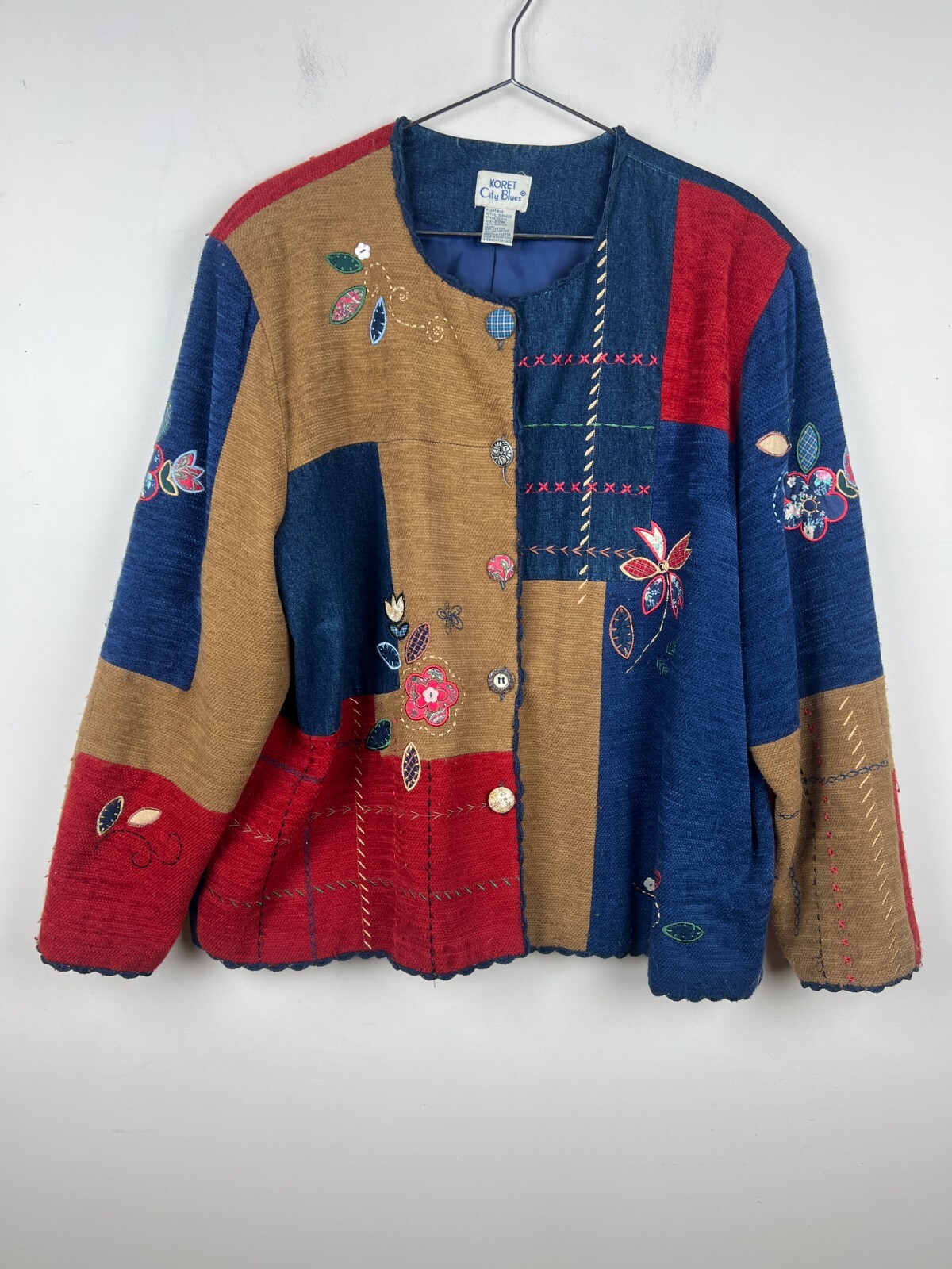 Koret City Blues Patchwork Floral Button Jacket W… - image 1