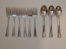 9 piece Oneida SSS MAESTRO-ST LEDGER Salad Forks Spoons Glossy Stainless
