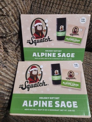 Dr Squatch Holiday Gift Set Alpine Sage Soap & Deodorant 2 Sets Brand New