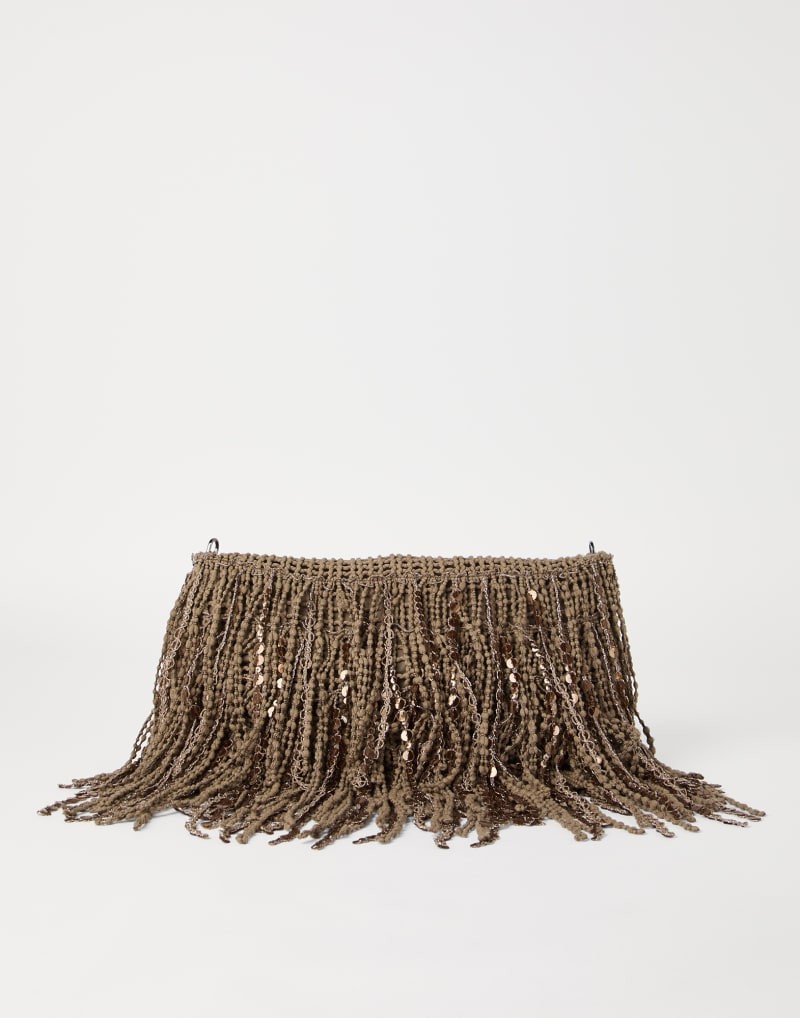BRUNELLO CUCINELLI WOMEN'S BROWN LEATHER FRINGE BAG MSRP $6490