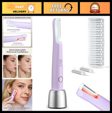 Women's Dermaplane Razor Tool - LED Light, Sonic Hair Removal, 3 Speeds, 10 Blad