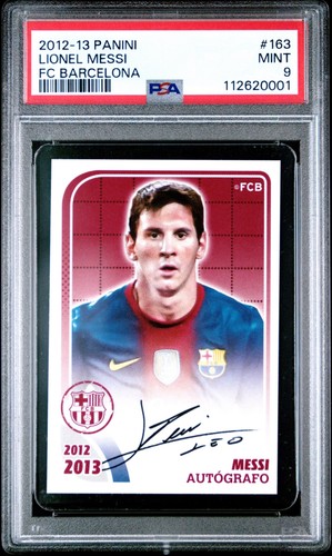 2012 PANINI FC BARCELONA #163 LIONEL MESSI Autografo PSA 9 Mint Auto