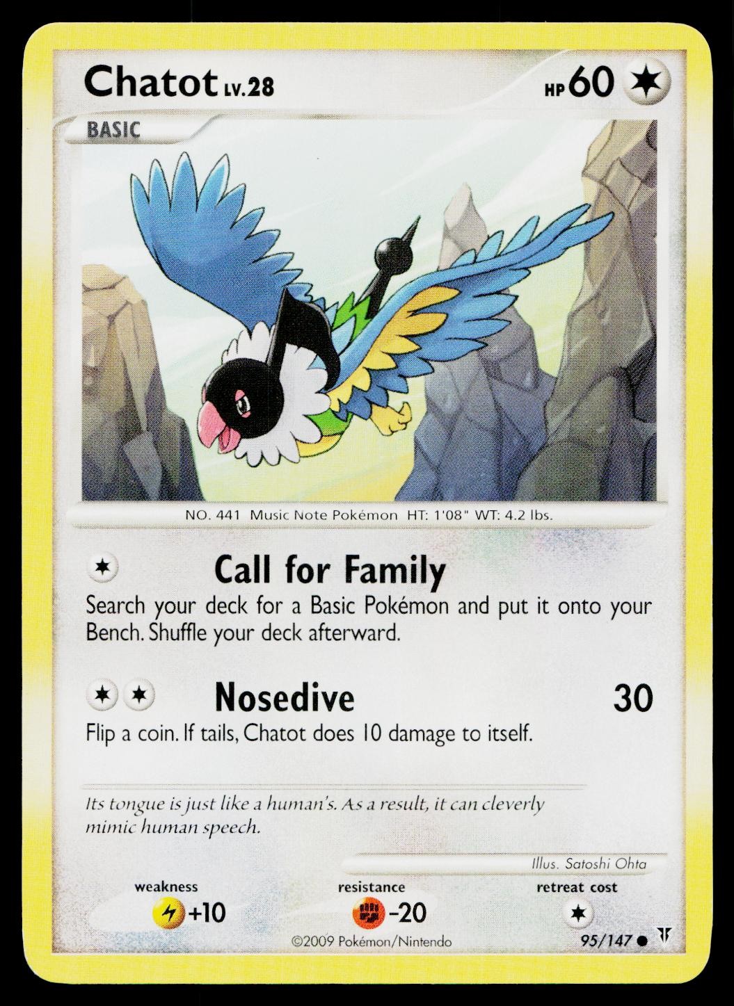Chatot 95/147 Common Supreme Victors Pokemon Lightly Played