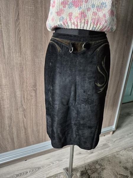 Women American Vintage Skirt Black Suede 36 / S /