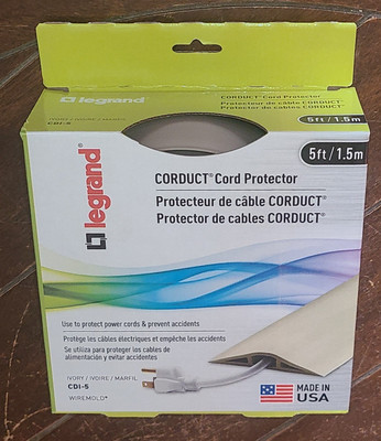 Legrand 5ft IVORY Corduct Cord Protector: For Home, Office or Media Room #CDI-5