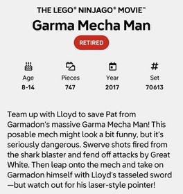 LEGO: Ninjago Movie Garma Mecha Man (70614) Complete With Manual And Minifigs