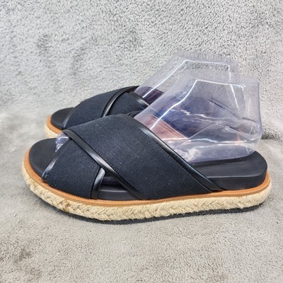 Hugo Boss Shoes Womens EU 38 US 7 Black Leather Slip On Espadrille Sandals *Read
