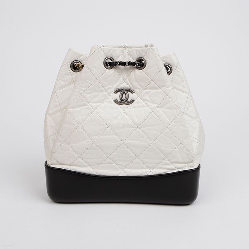 CHANEL Gabrielle Small Caph Backpack White Black 157229778 [P]